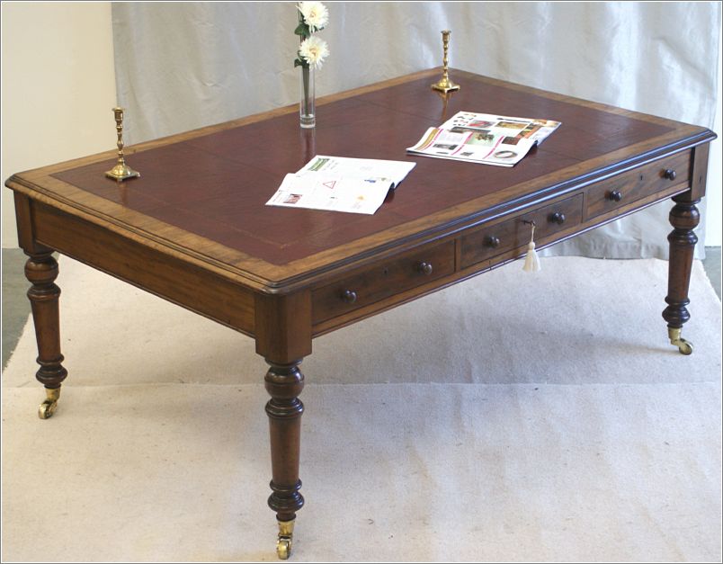 3047-Large-Antique-Six-Drawer-Mahogany-Library Table